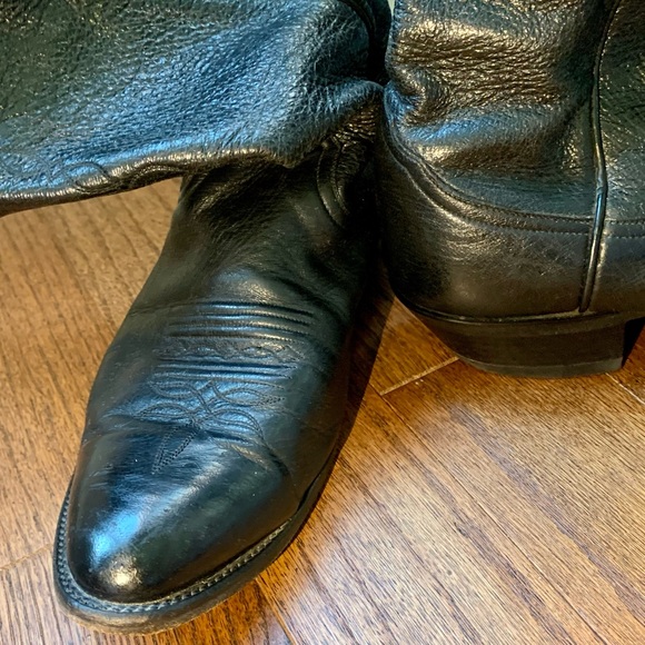 Larry Mahan Cowboy Western Boot Black Leather Sz 10.5E ElPaso Texas Handcrafted - Picture 7 of 14